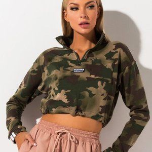 Adidas Camo Half Zip Crop Sweatshirt